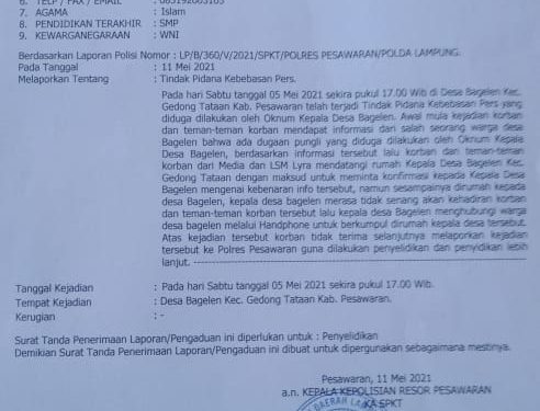 Sejumlah elemen Kawal Kasus Pengancaman dan intimidasi Wartawan di Pesawaran