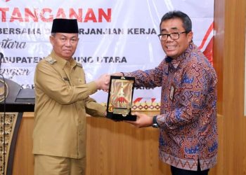 PemKab Lampung Utara Melakukan Penandatanganan Nota Kesepakatan Bersama dan Perjanjian Kerjasama Antara dengan Instansi Vertikal dan BUMN