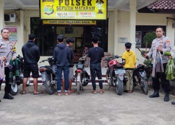 6 Orang Remaja diamankan Jajaran Polsek Seputih Mataram diduga Terlibat Perang Sarung dan Mercon