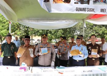 Kapolres Lampung Tengah Menggelar Konferensi pers Dalam Kurun waktu April-Mei Mengungkap 58 Kasus Hasil Ungkap Kasus Narkotika Dalam Pemusnahan Barang Bukti