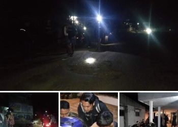 Jalan Nasional Berlubang,Membuat Warga dan Anak Sekolah Terjatuh