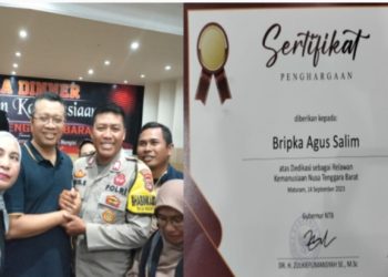 BKTM Desa Bagik Papan Bripka Agus Salim Hadiri Undangan Gala Dinner dan Terima Penghargaan dari Gubernur.