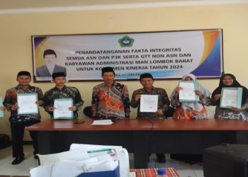 Bangun Komitmen, MAN Lombok Barat Tanda Tangani Pakta Integritas