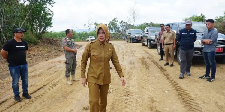 Pembangunan Jalan Tanjung Cantik – Binusan dan Jl. Maspul RT. 07, di Tinjau Bupati Laura