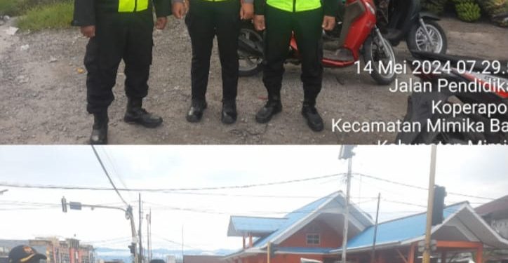 Ciptakan Kelancaran Lalu Lintas, Senkom bersama Satlantas Polres Mimika Strong Point