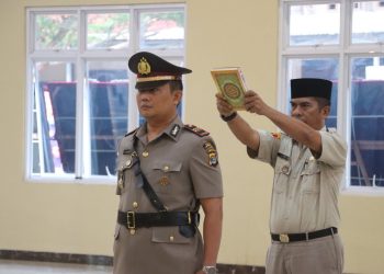 Kapolres Lampung Tengah Pimpin Upacara Pelantikan Kapolsek Gunung Sugih
