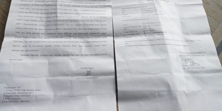 Diduga panitia membuat aturan sendiri atas penetapan calon Paw desa gerinam
