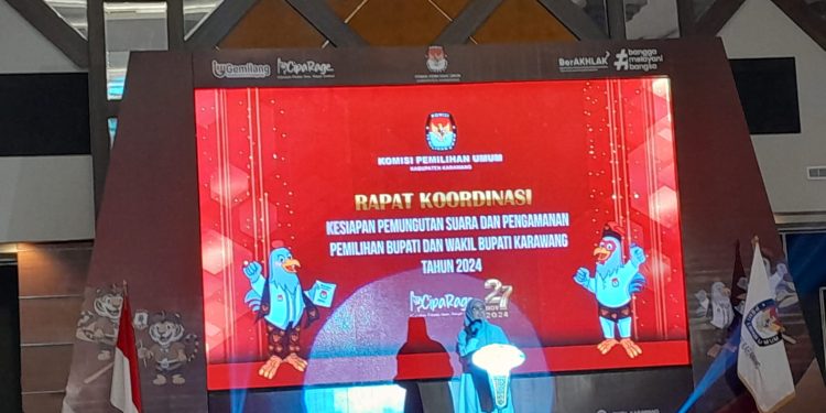KPU Karawang Rapat Koordinasi Dan Evaluasi Teknis Keamann Di Pilkada Tahun 2024