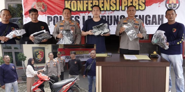 Ungkap Kasus Curanmor, Polres Lampung Tengah Gelar Konferensi Pers