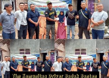 Tim Komunitas Driver Badak Banten Serahkan Bantuan Pembangunan Istana Piatu Untuk Fitri Nuraini.