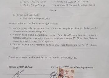 LSM Ormas Cakra Bekasi Menggelar Audensi Damai Di PT Wahana Duta Jaya Rucika Di Cikaraang