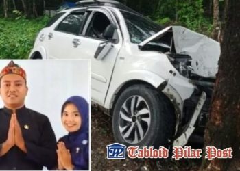 Akibat Mobil yang di Tumpanginya menabrak Pohon, Kades Mekarsari Tewas Di Tempat
