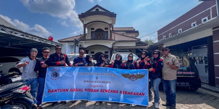 Komunitas Motor “BIG BIKE TANJUNG ENIM & SERASAN MAXI BIKERS” Salurkan Bantuan Kemanusiaan Terhadap Keluarga Korban Kebakaran di Brangau Tanjung Enim