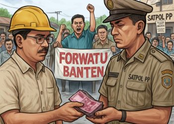 Pengusaha Material Diduga Suap Oknum Pol PP Lebak saat Gunakan Bahu Jalan