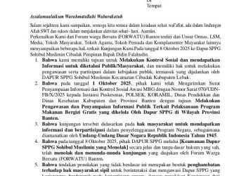 Diduga “Tanam” Jawara Hadang Surat Somasi, Forwatu Banten Geram: Siap Turun Aksi di Dapur MBG Sohibul Muslimin