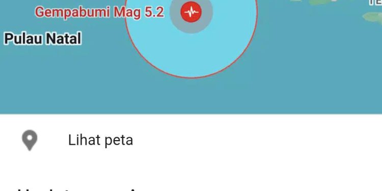 Gempa Kekuatan 5,2 SR Tidak Berpotensi Tsunami 140 KM Barat Daya Tulungagung Pukul 03.40.21 WIB Terasa Di Wonokerto