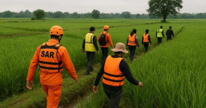 Pria Asal Bandongan Dilaporkan Hilang Saat Mencari Ikan di Sawah