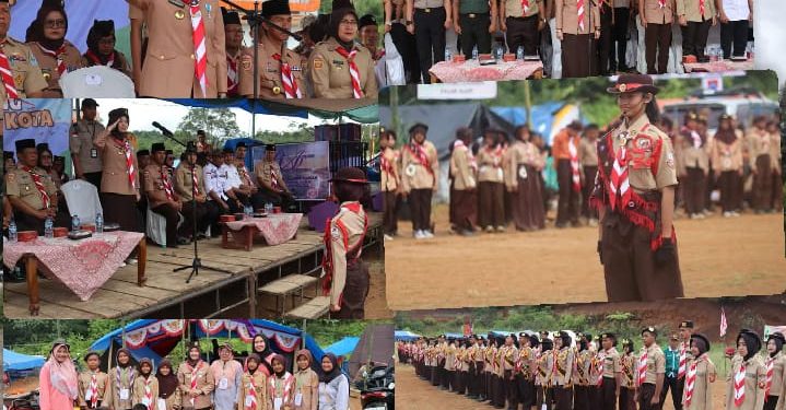 Wawako Pagar Alam Hj. Bertha memimpin upacara pembukaan kegiatan Perkemahan Akhir Tahun