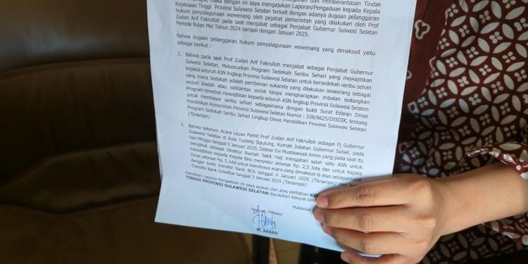 M. Akbar Resmi Laporkan Mantan Pj Gubernur Sulsel Prof. Zudan Arif Fakrulloh ke Kejati Sulsel Terkait Dugaan Praktik Pungli