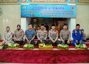 Polres Karawang Gelar Binrohtal dan Syukuran HUT Fungsi, Sekaligus Resmikan Tempat Wudhu Masjid Miftahul Hidayah