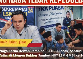 King Naga Ketua Dewan Pembina PSI DPD Lebak, Santuni Anak Yatim di Momen Bukber Sambut HUT LSM GMBI ke-24
