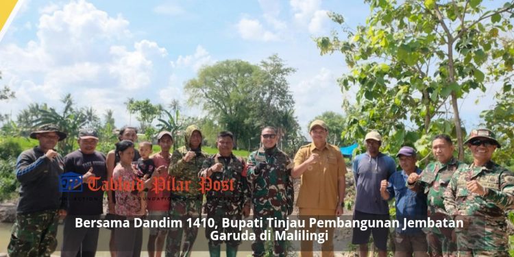 Bersama Dandim 1410, Bupati Tinjau Pembangunan Jembatan Garuda di Malilingi