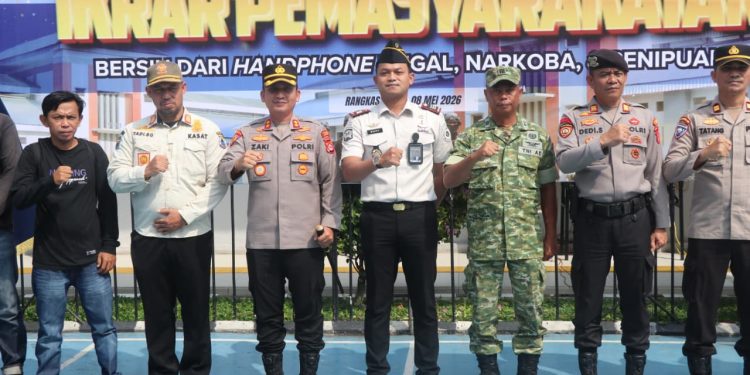 Kapolres Lebak Hadiri Ikrar Pemasyarakatan Lapas Kelas III Rangkasbitung Wujudkan Lapas Bersih dari Handphone Ilegal, Narkoba dan Penipuan