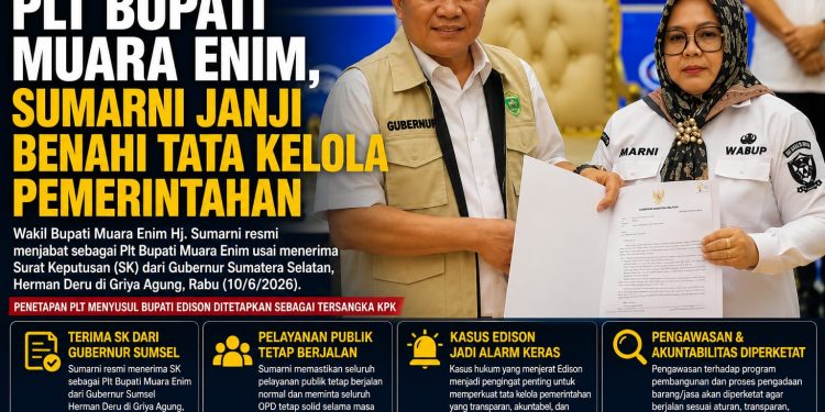 Resmi Jabat Plt Bupati Muara Enim, Sumarni Janji Benahi Tata Kelola Pemerintahan