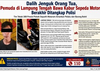 Dalih Jenguk Orang Tua, Pemuda di Lampung Tengah Bawa Kabur Sepeda Motor, Berakhir Ditangkap Polisi