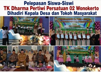 Pelepasan Siswa-Siswi TK Dharma Pertiwi Persatuan 02 Wonokerto Dihadiri Kepala Desa dan Tokoh Masyarakat