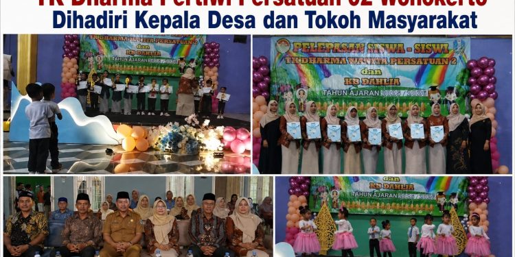 Pelepasan Siswa-Siswi TK Dharma Pertiwi Persatuan 02 Wonokerto Dihadiri Kepala Desa dan Tokoh Masyarakat