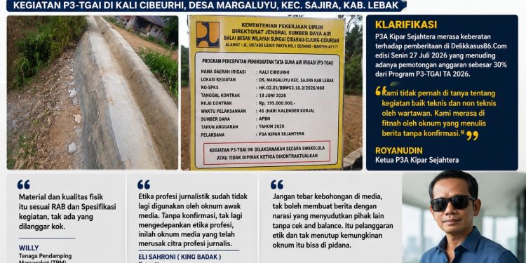 Tak Pernah Dikonfirmasi, Ketua P3A Kipar Sejahtera Bantah Dugaan Pemotongan Anggaran P3-TGAI