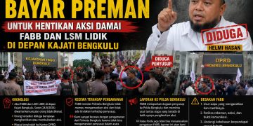 diduga ada upaya hentikan aksi damai fabb, lmpi dan lsm lidik di depan kejati bengkulu, nama helmi hasan dipertanyakan
