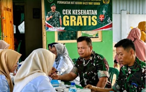 Kodim 0427/Way Kanan Gelar Bakti Kesehatan Gratis, Wujud Kepedulian TNI untuk Masyarakat