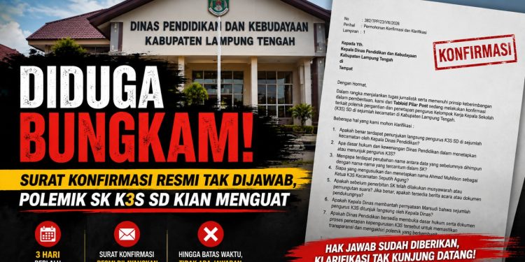 Diduga Bungkam! Kadisdikbud Lampung Tengah Abaikan Surat Konfirmasi Resmi, Polemik SK K3S SD Kian Menguat