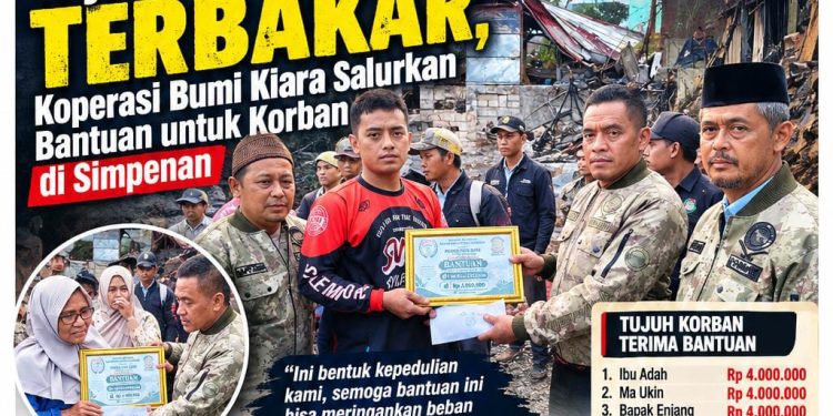 Tujuh Rumah Warga Terbakar, Koperasi Bumi Kiara Salurkan Bantuan untuk Korban di Simpenan