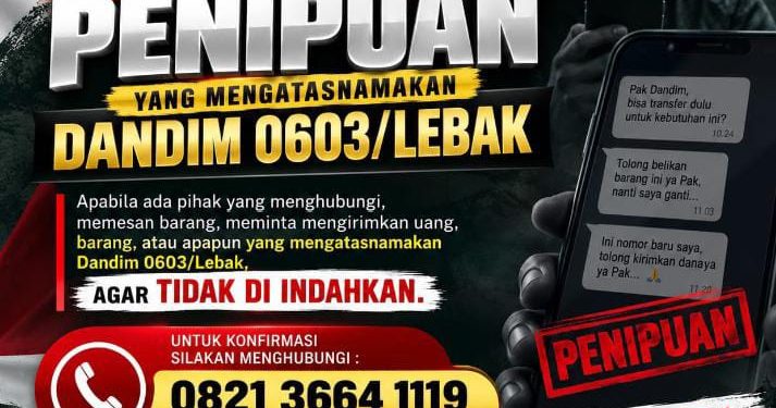 WASPADA PENIPUAN MENGATASNAMAKAN DANDIM 0603/LEBAK