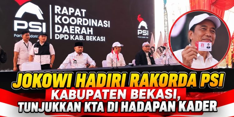Jokowi Hadiri Rakorda PSI Kabupaten Bekasi, Tunjukkan KTA di Hadapan Kader