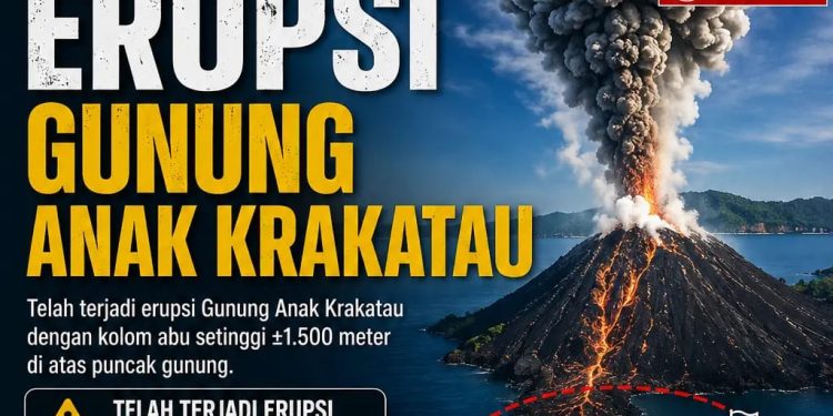 Gunung Anak Krakatau Kembali Erupsi, Status Siaga Level III