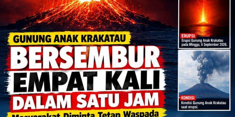 Gunung Anak Krakatau Erupsi Empat Kali dalam Sejam, Warga Diminta Waspada