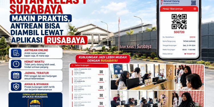 Kunjungan WBP di Rutan Kelas I Surabaya Kini Bisa Antre Online Lewat Aplikasi RUSABAYA