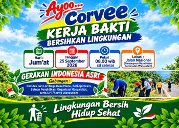 Gerakan Indonesia Asri, Pemdes Muara dan Warga Bersihkan Jalan Nasional Binuangeun