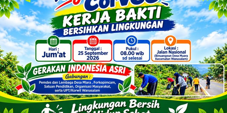 Gerakan Indonesia Asri, Pemdes Muara dan Warga Bersihkan Jalan Nasional Binuangeun