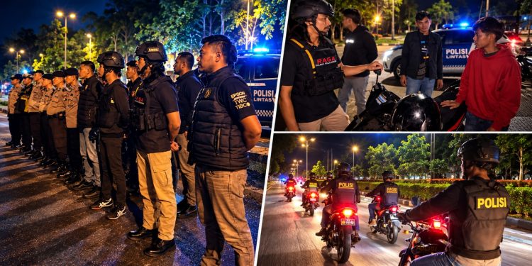 Wakapolres Pelalawan Pimpin Patroli Malam, Balap Liar hingga Premanisme Jadi Sasaran
