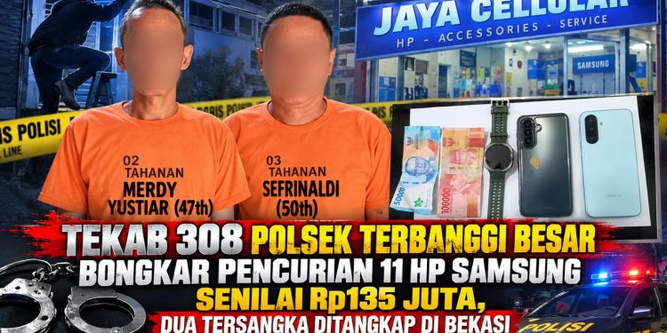Tekab 308 Polsek Terbanggi Besar Bongkar Pencurian 11 HP Samsung Senilai Rp135 Juta, Dua Tersangka Ditangkap di Bekasi