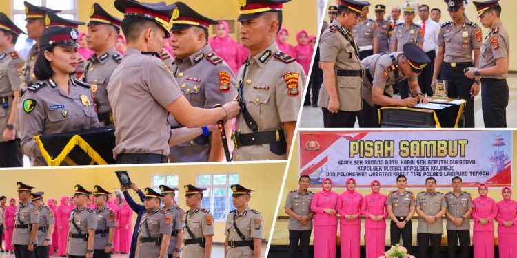 Kapolres Lampung Tengah Pimpin Sertijab Kapolsek dan Lantik Kasi Humas, 8 Pejabat Bergeser